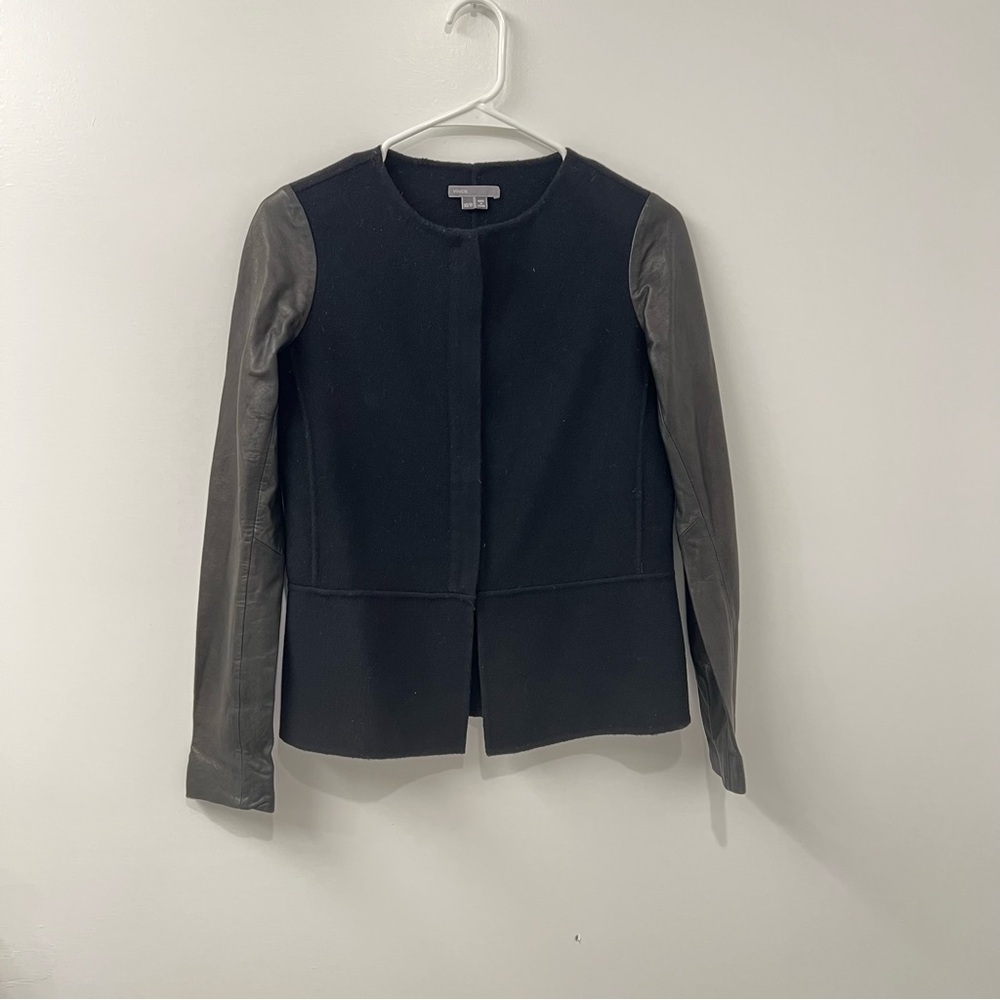 Vince Wool Leather Sleeves Jacket XS - Picture 3 of 9